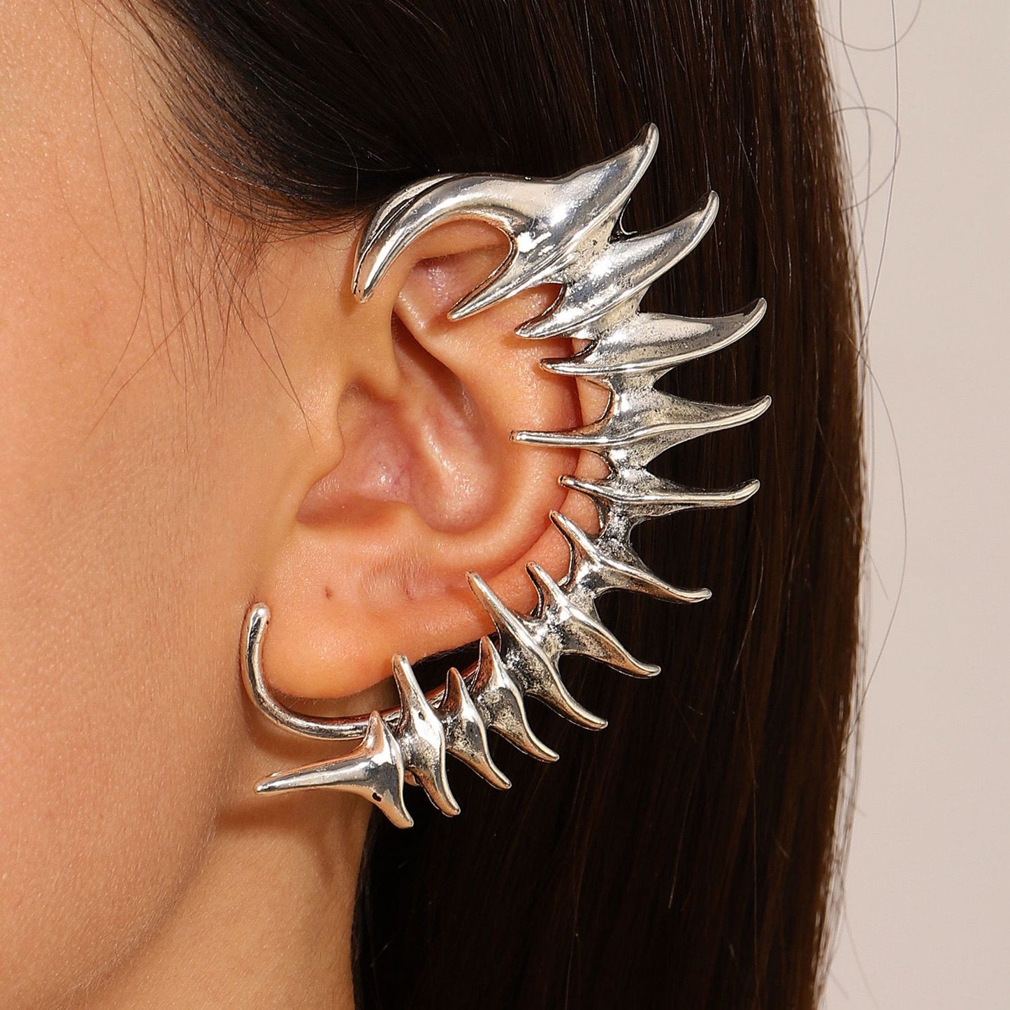 Dragon Spine Silver One Side Ear Cuff