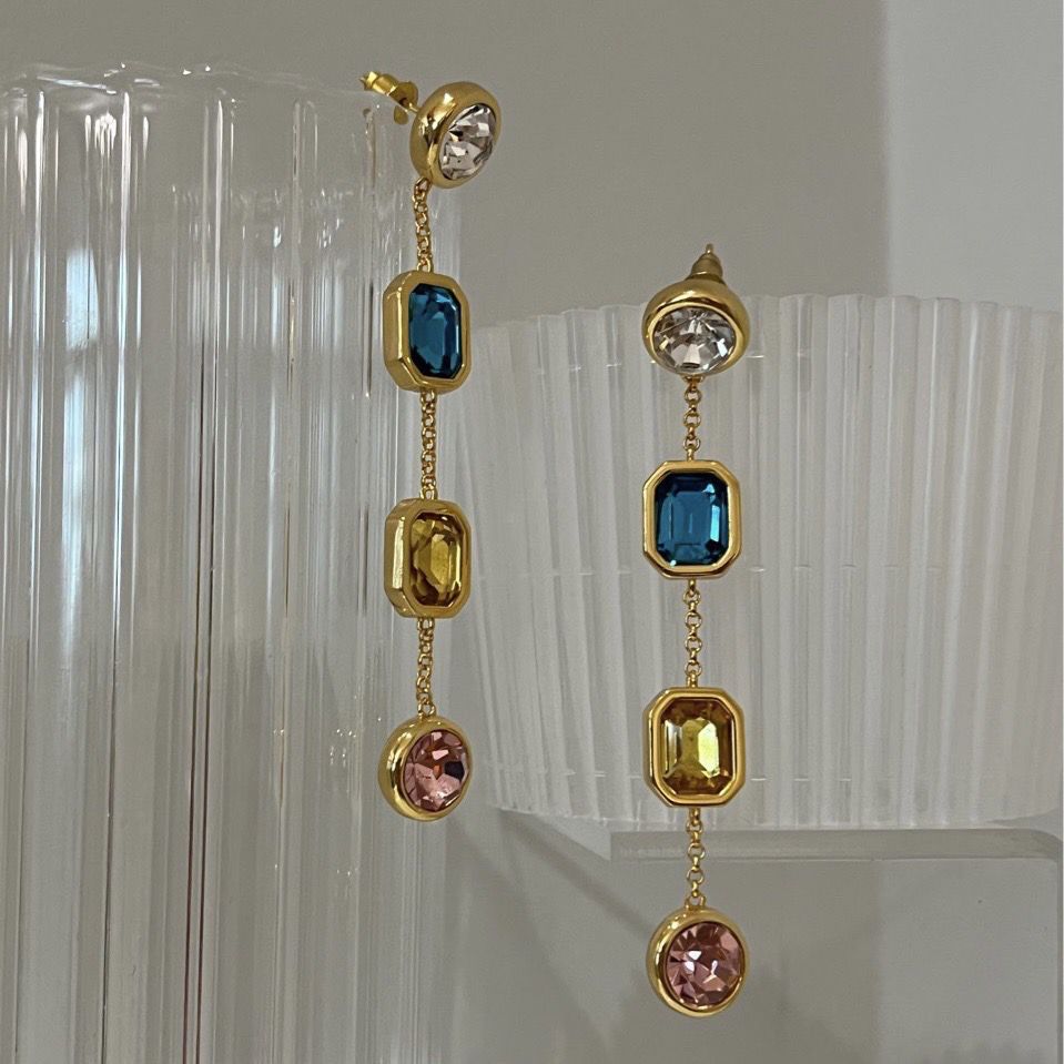 Multi-Jewel Column Drop Earring