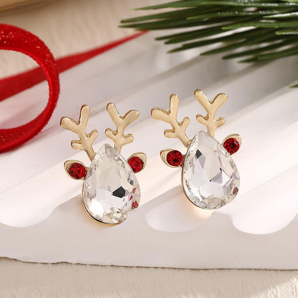 Crystal Reindeer Christmas Studs
