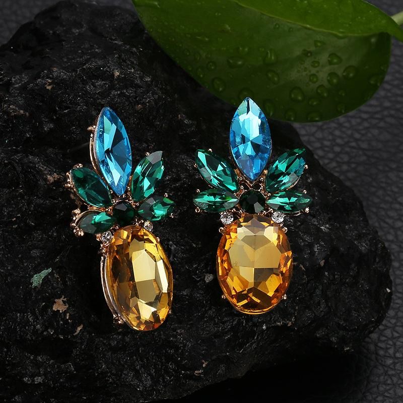 Mini Pineapple Crystal drop earrings
