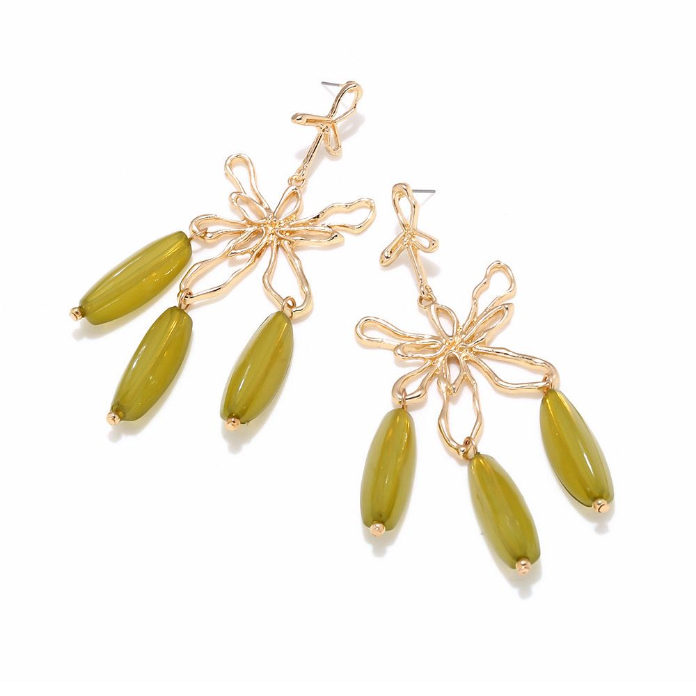 Olive Bloom Statement Earrings