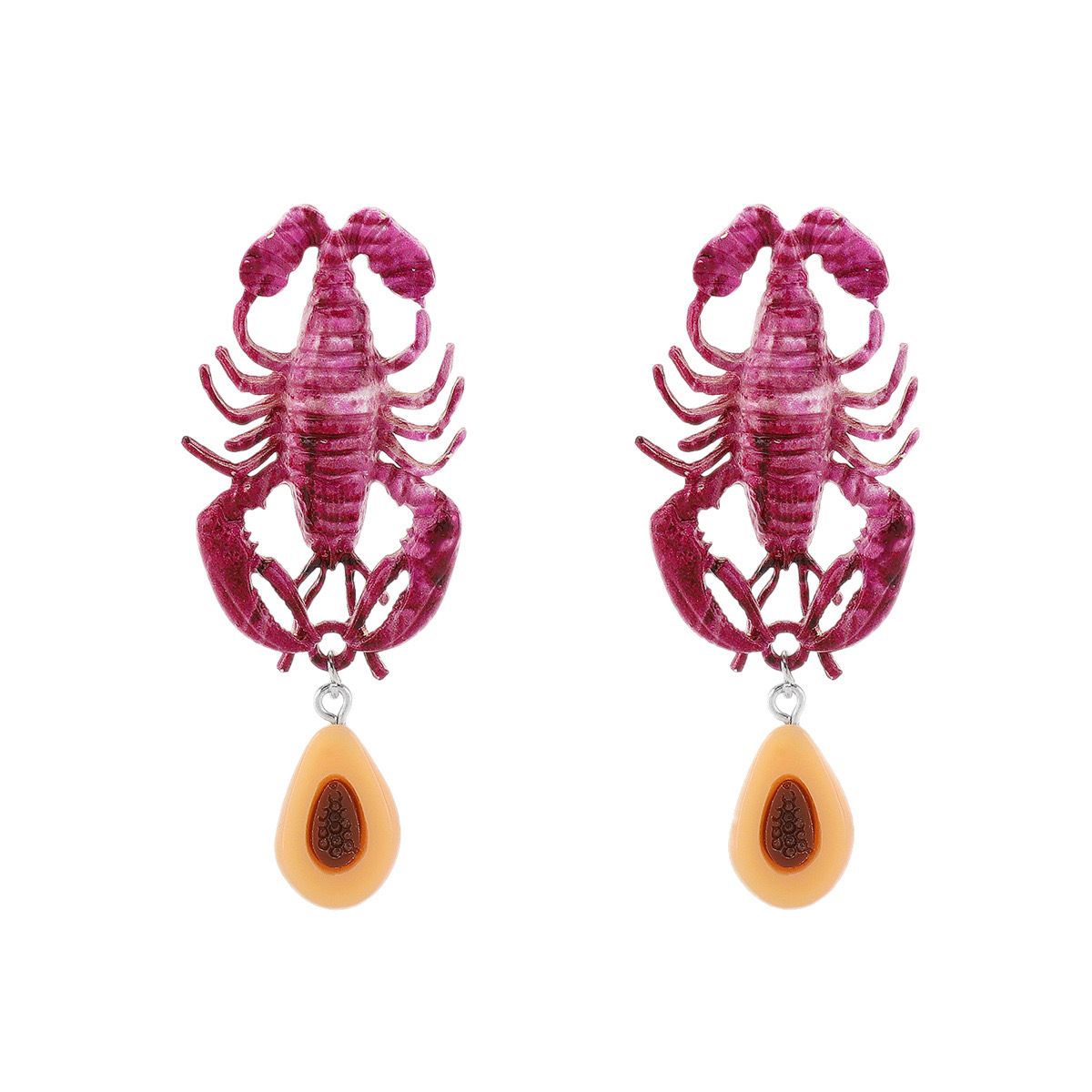 Lobster & Papaya Drop Earrings