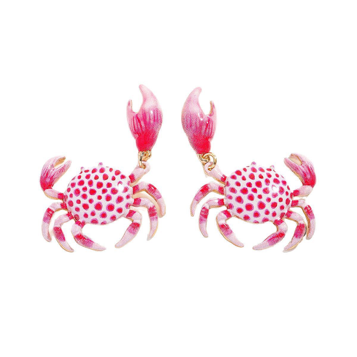 Coral Crab Statement Earrings