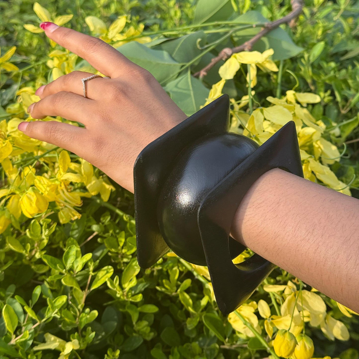 Earthly Black Wooden Bangle Combo