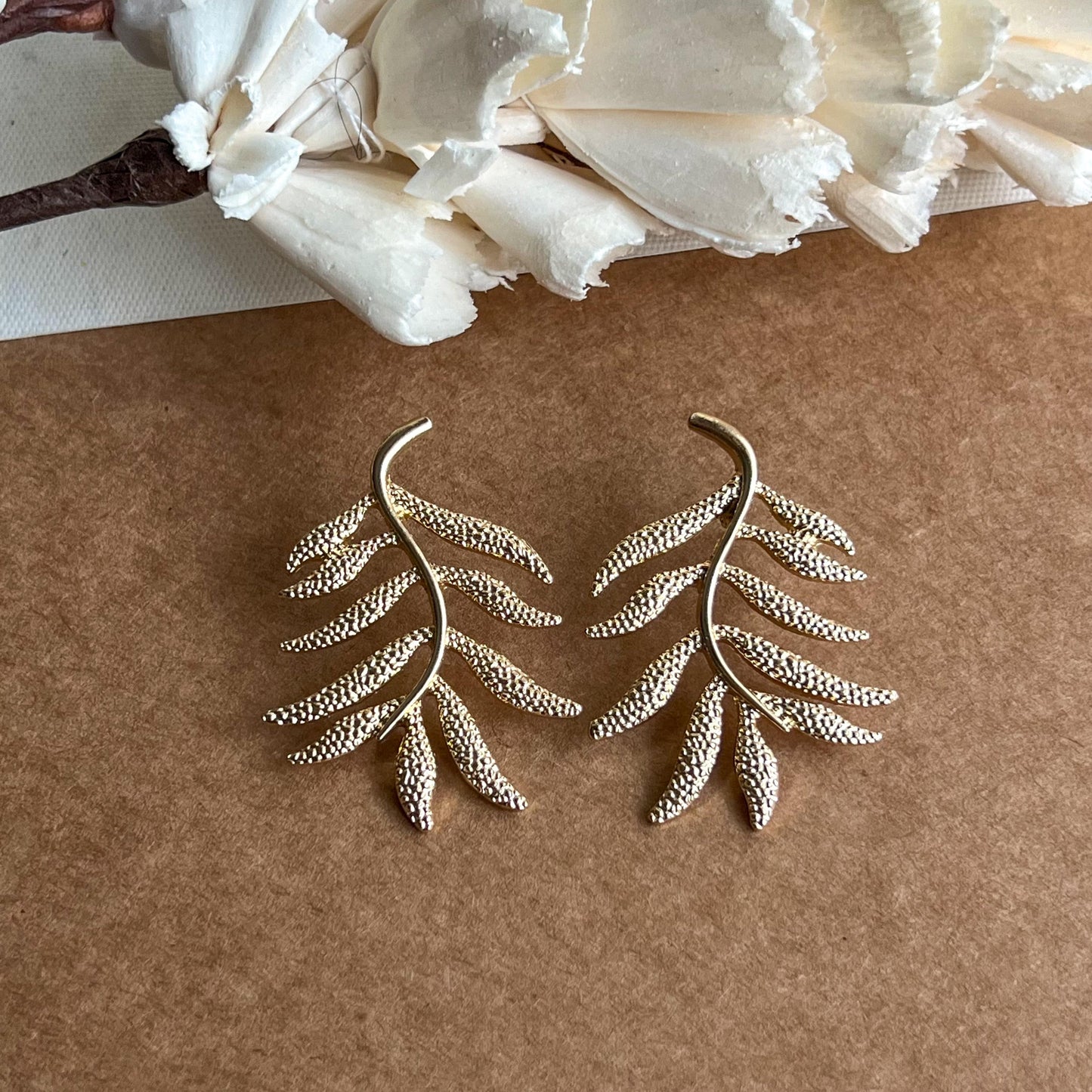 Wild Fern Gold Plated Earrings