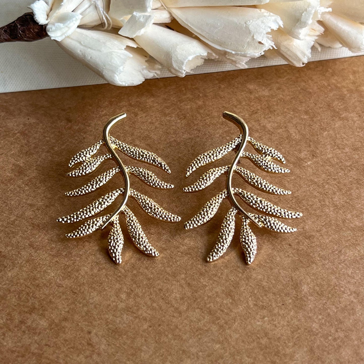 Wild Fern Gold Plated Earrings