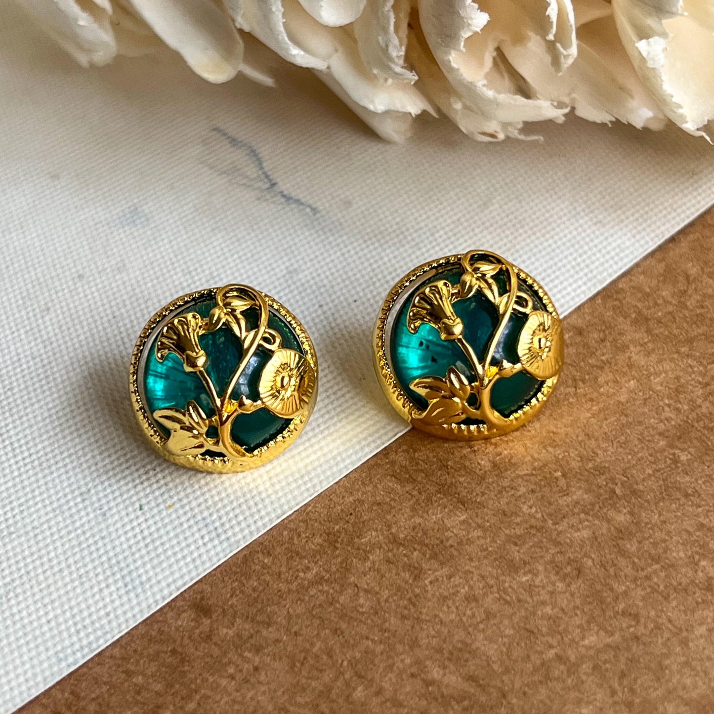 Golden Giggle Alloy Gem Studs