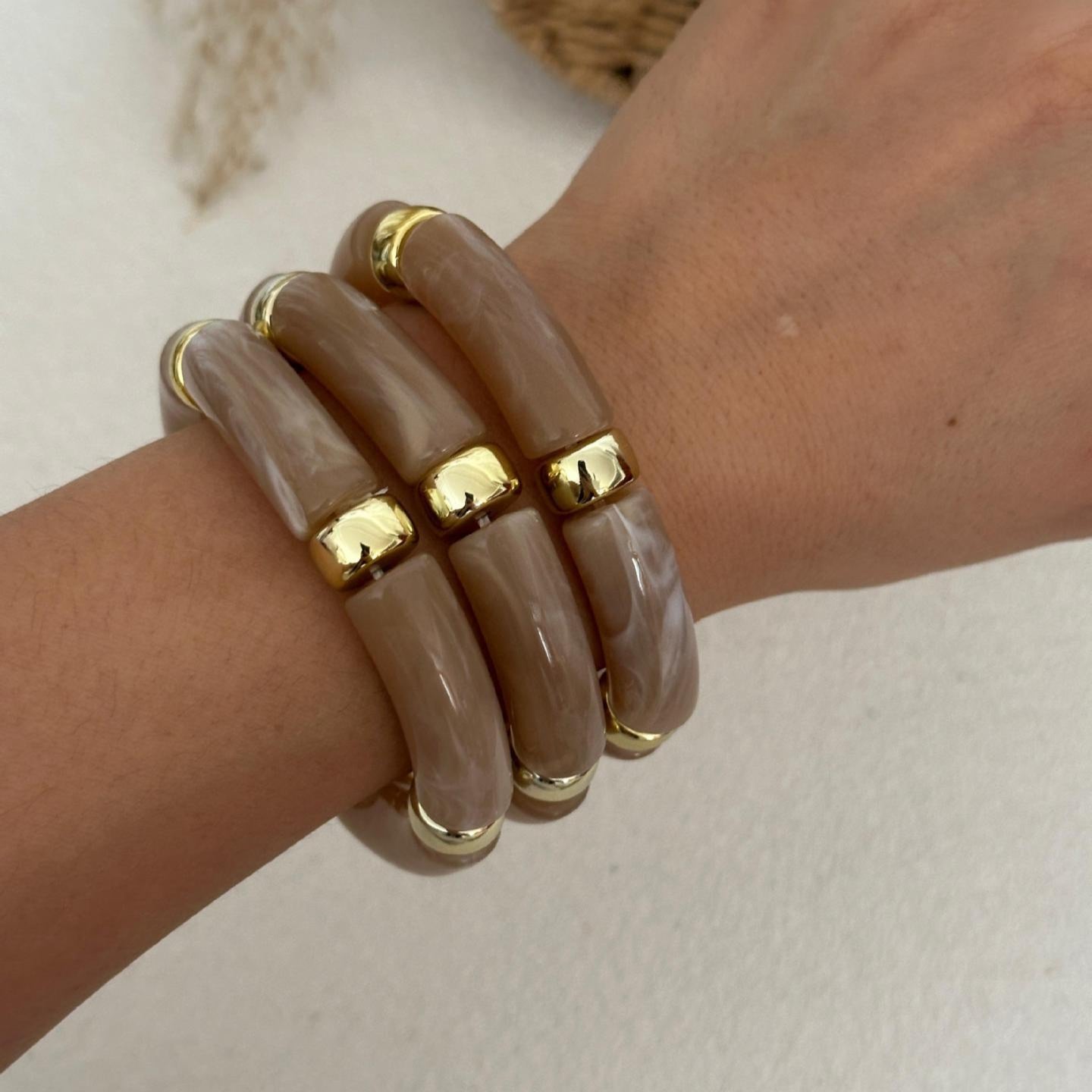 Brown Retro Acrylic Bracelet- Set of 3