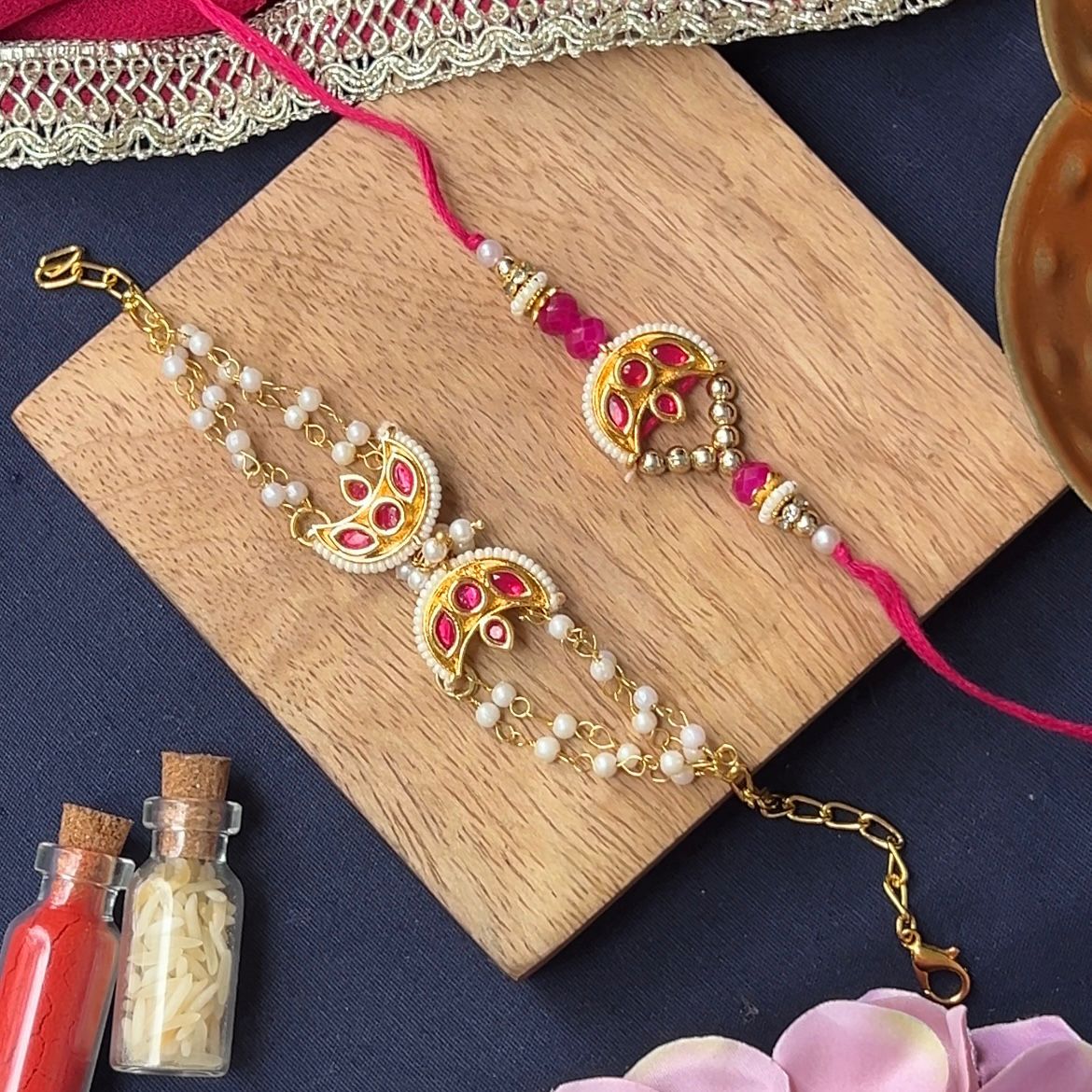 Chaand Phool Rakhi & Lumba Set