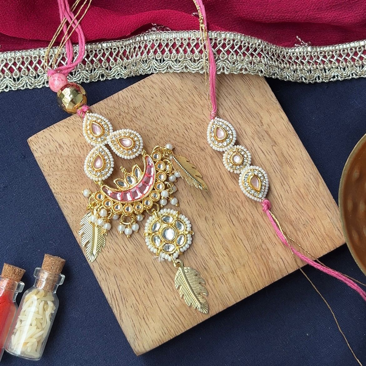 Chaand Phool Rakhi-Lumba Set