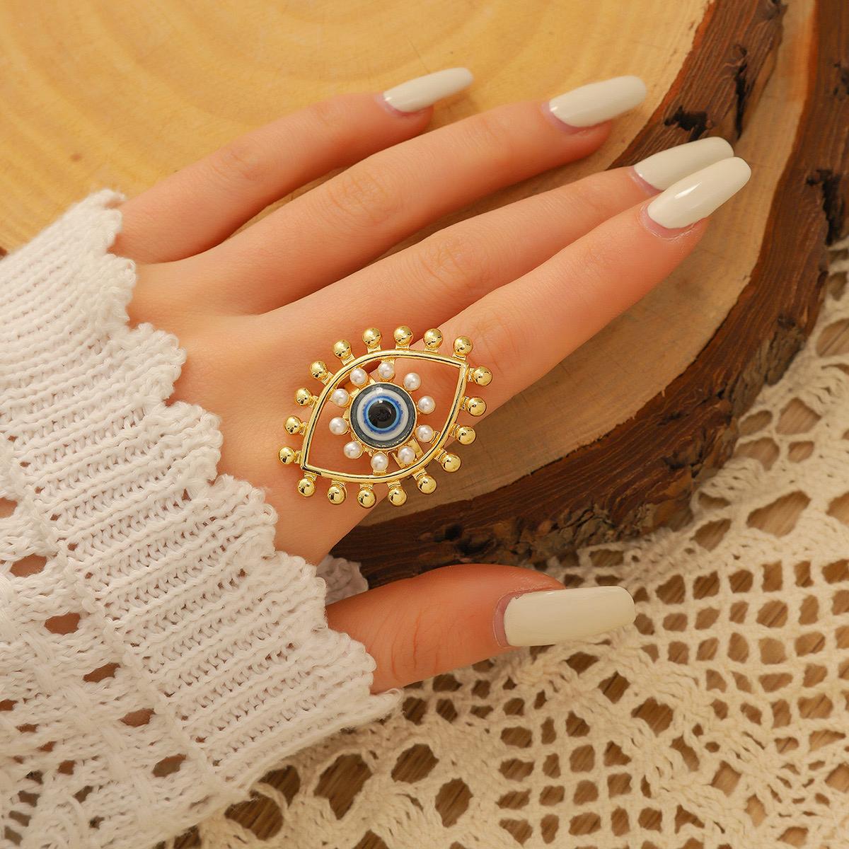 Evil Eye Adjustable Alloy Ring