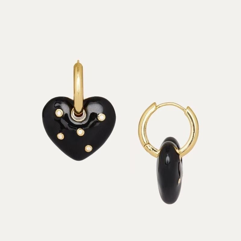 Love Affair Studded Heart Hoops