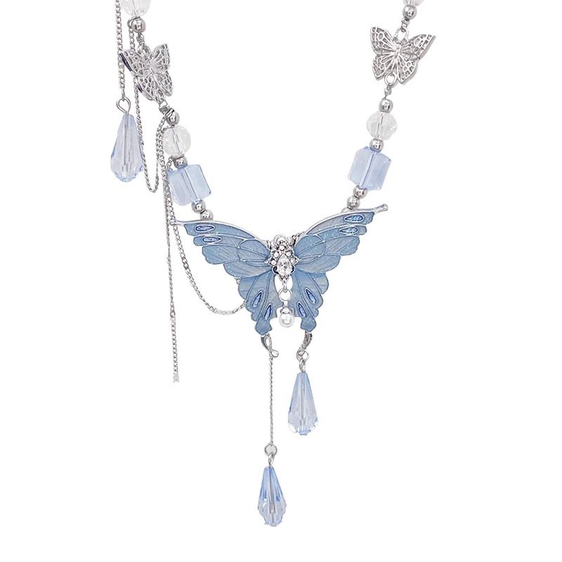 Crystal Blue Butterfly Necklace