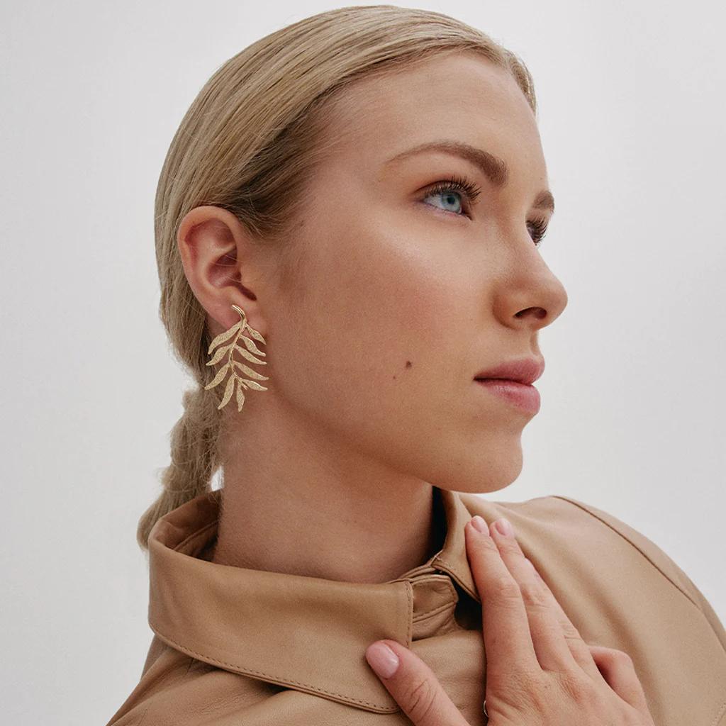 Wild Fern Gold Plated Earrings