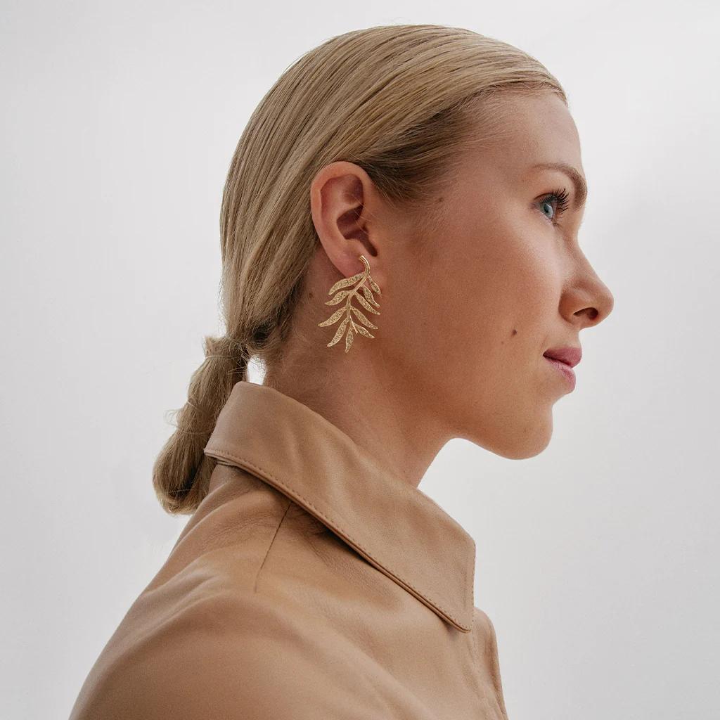 Wild Fern Gold Plated Earrings