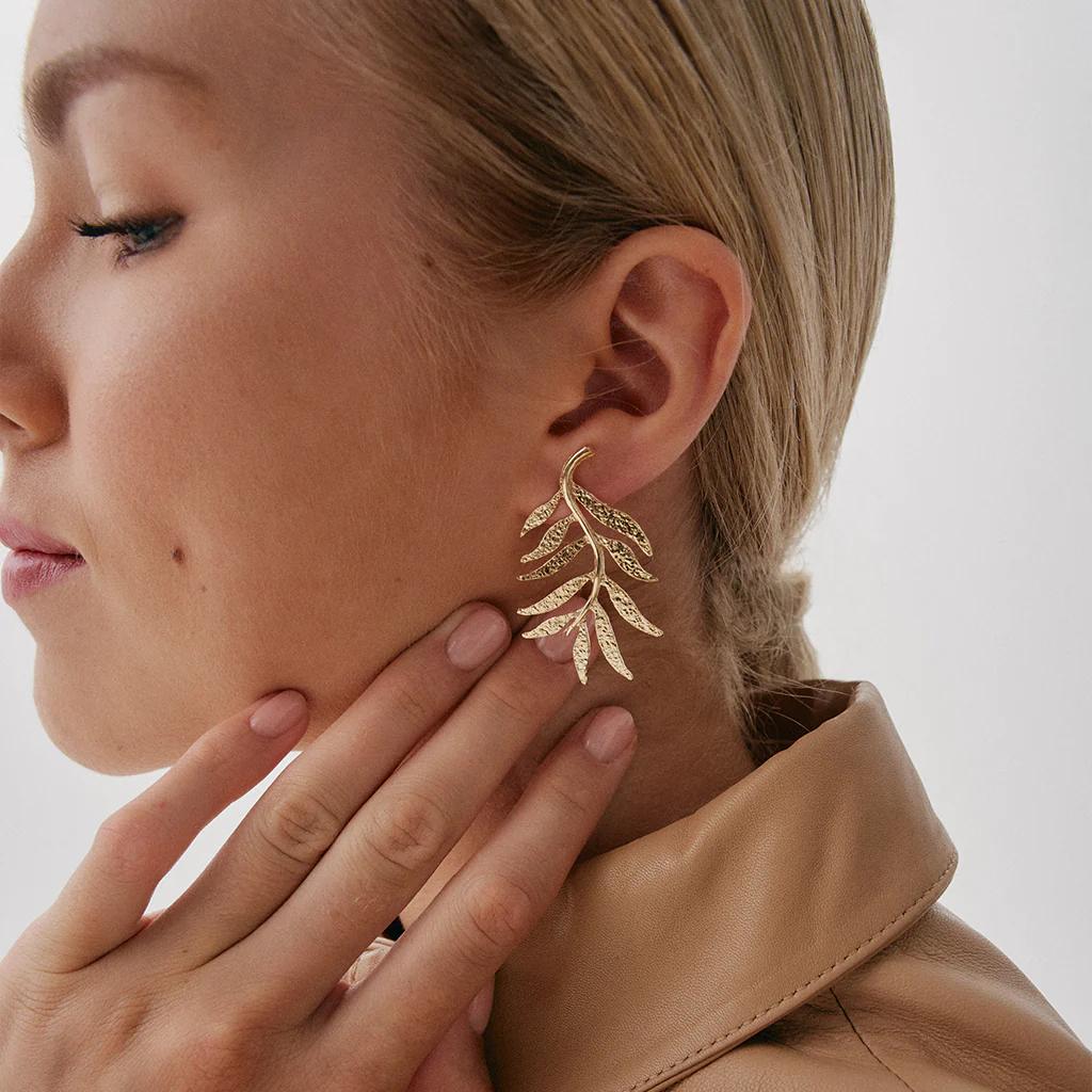 Wild Fern Gold Plated Earrings