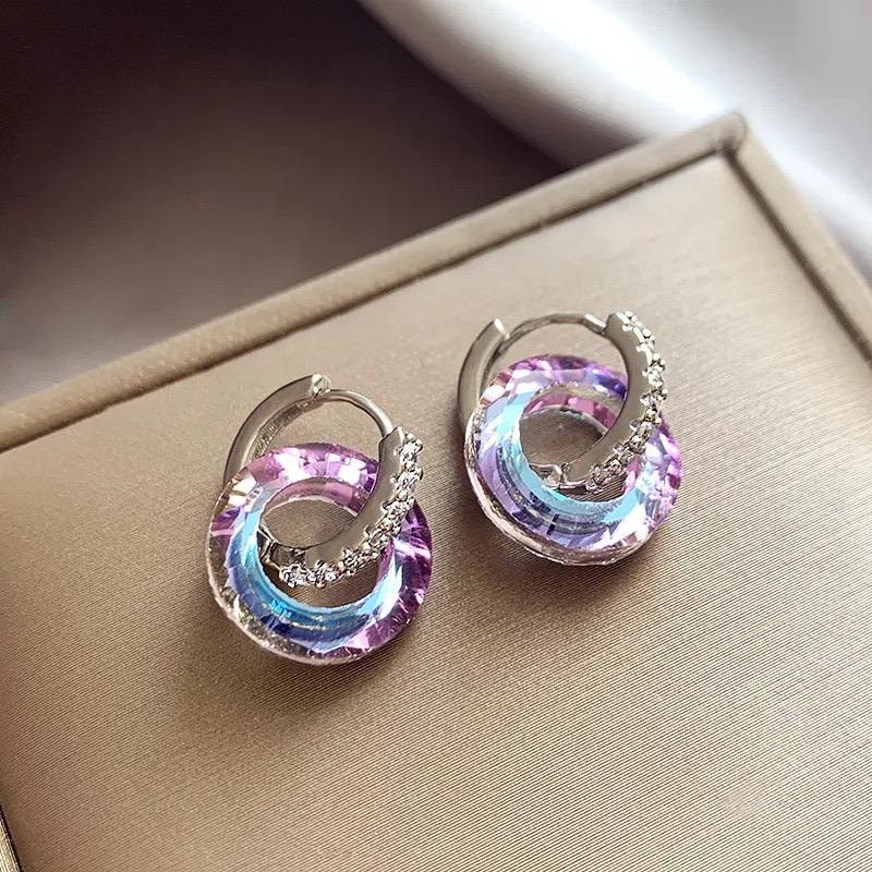 Violet Veil Alloy Rhinestone Drop Earrings