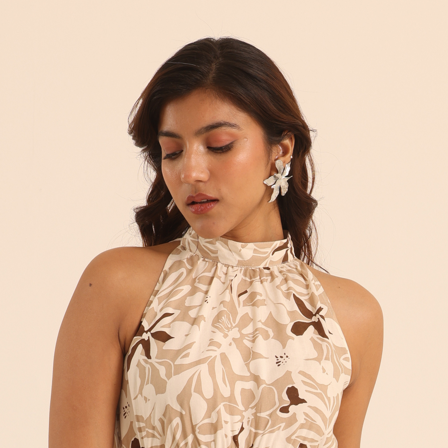 Romania Statement Flower Silver Earring