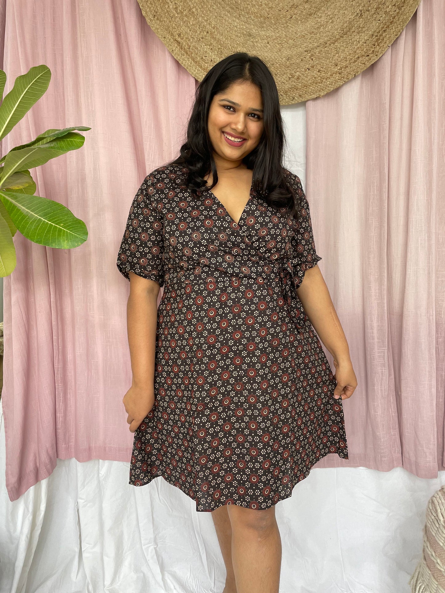 Black Rose Semi Wrap Dress