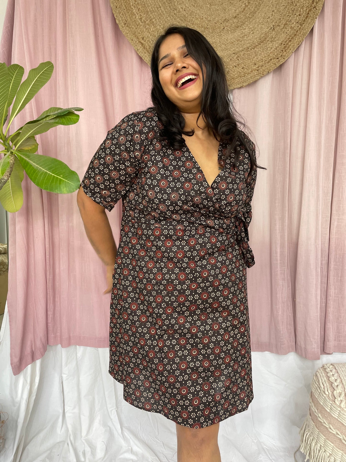 Black Rose Semi Wrap Dress