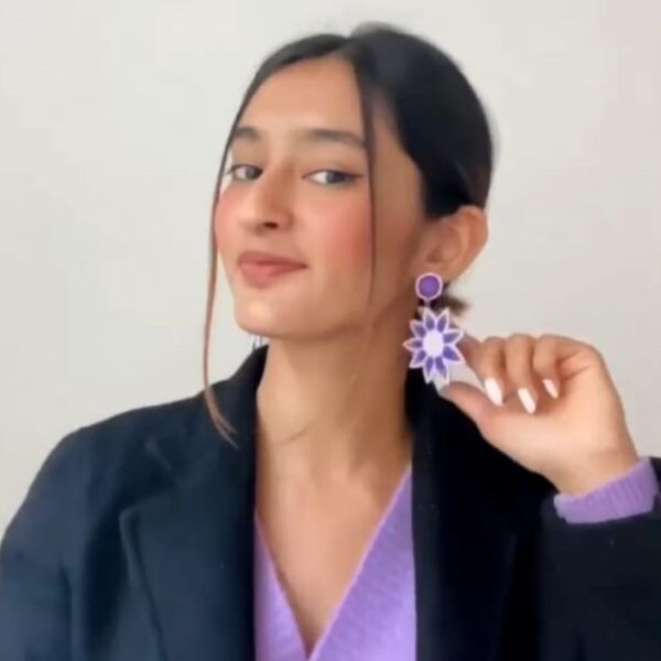 Lavender Flower Handmade Beaded Earrings