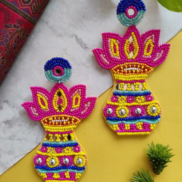 Kalash Pink Handmade Beaded Earrings