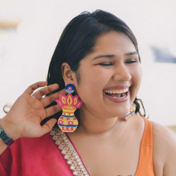 Kalash Pink Handmade Beaded Earrings