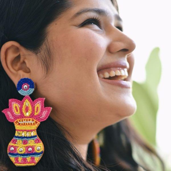 Kalash Pink Handmade Beaded Earrings
