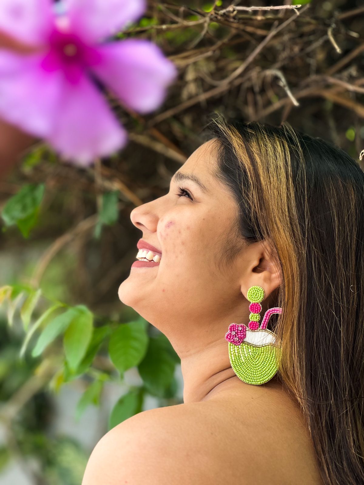 Coconut water Handmade Beaded Earrings