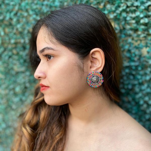 Mini Stud Multicolor Handmade Beaded Earrings