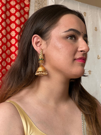 Sugandha Green Temple Earrings