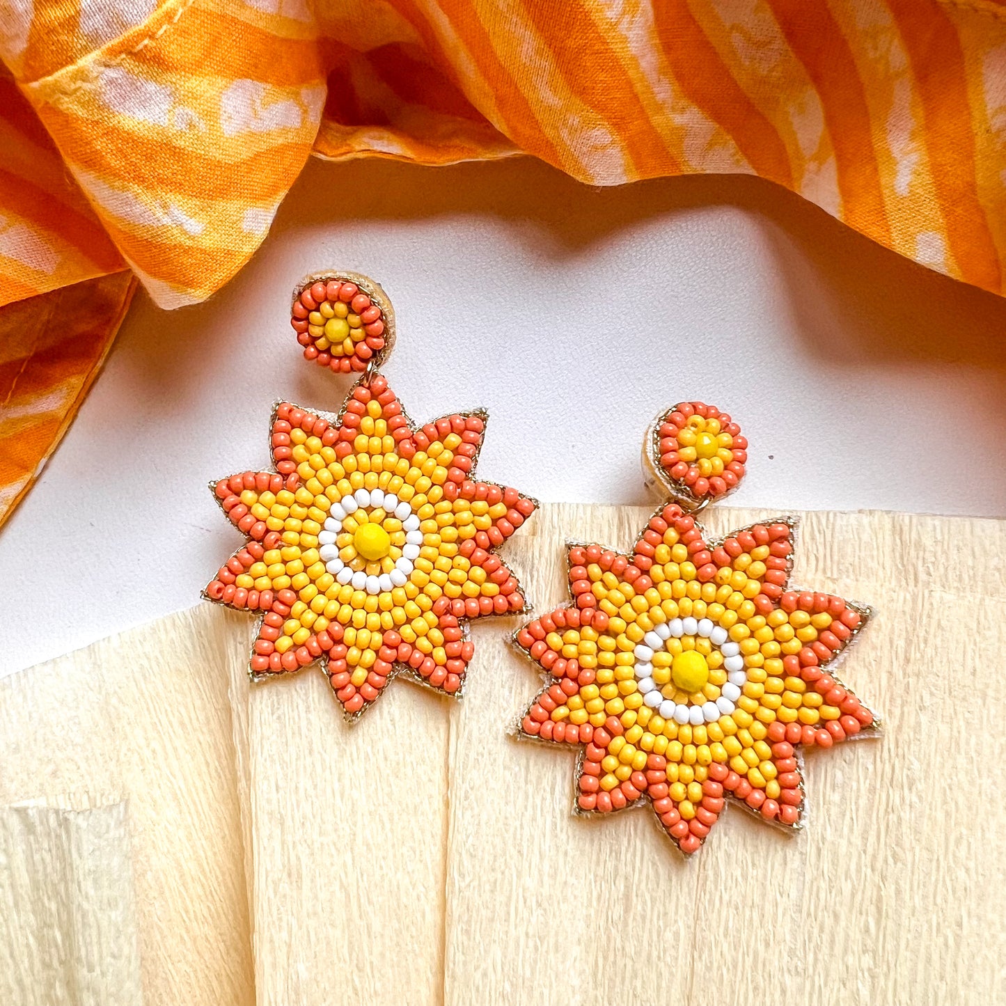 Sun Handmade Beaded Earrings