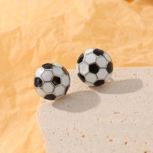 Soccer Ball Metal Earrings