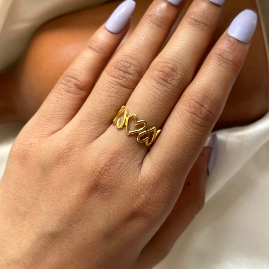 Heart 18k gold plating Band Ring