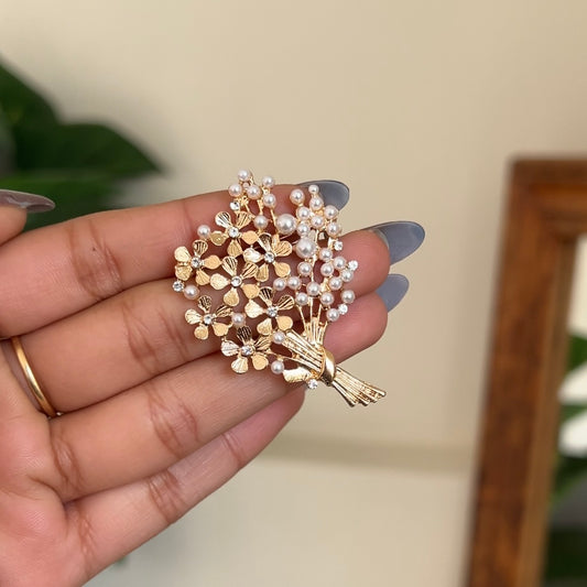 Golden Bouquet Pearl Brooch