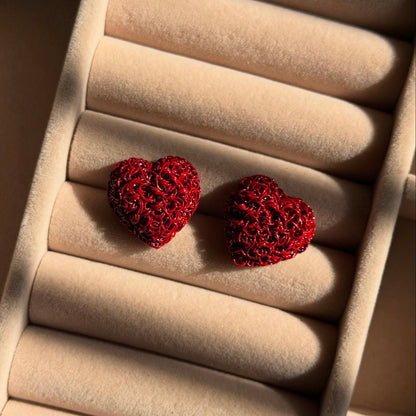 Red Heart Swirl Stud Earring
