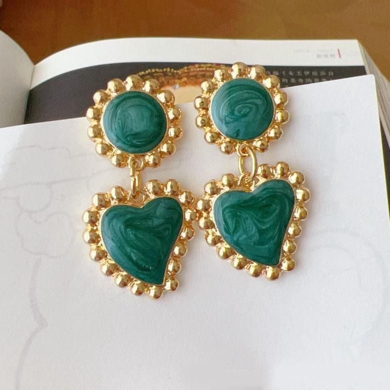 Green Bloom Drop Earrings