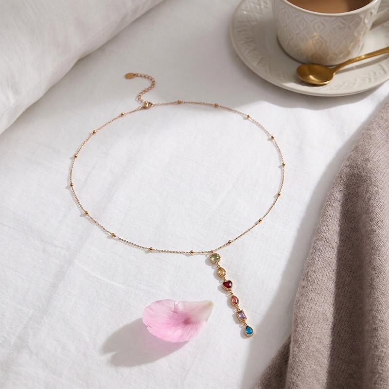 Rainbow Drop Y Necklace