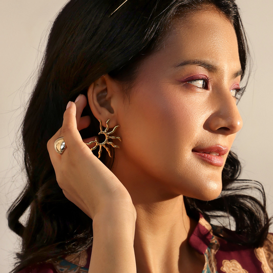 Golden Sunburst Statement Earrings