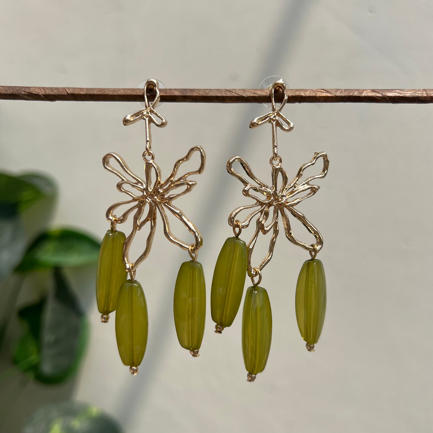 Olive Bloom Statement Earrings