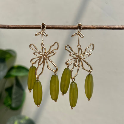 Olive Bloom Statement Earrings