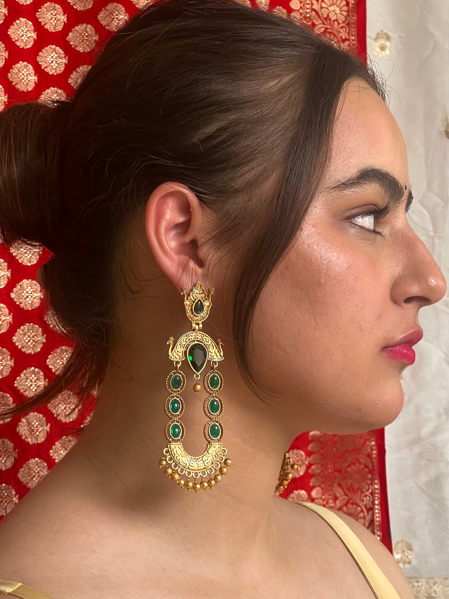 Devika Green Temple Earrings