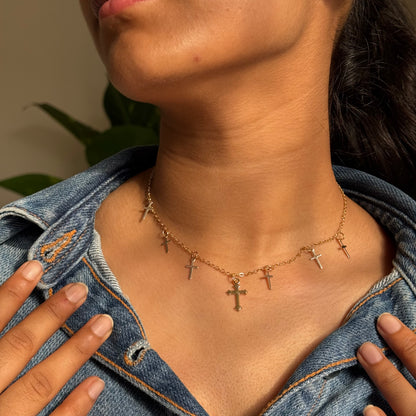 Celeste Cross Metal Necklace