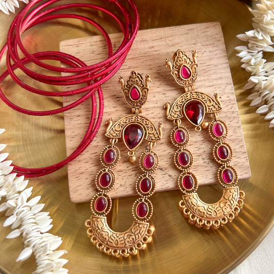 Devika Red Temple Earrings