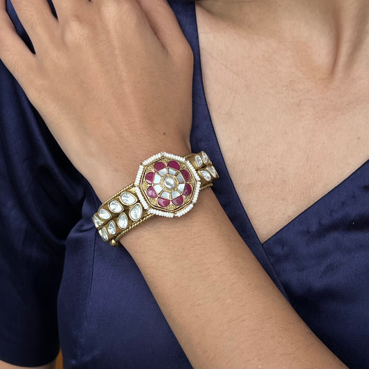 Rangrez Floral Kundan HandCuff
