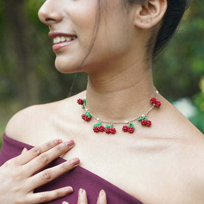 Cherry Pearl Handmade Beaded Necklace