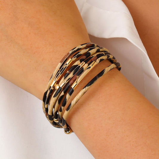 Golden Leopard Wrap Bracelet