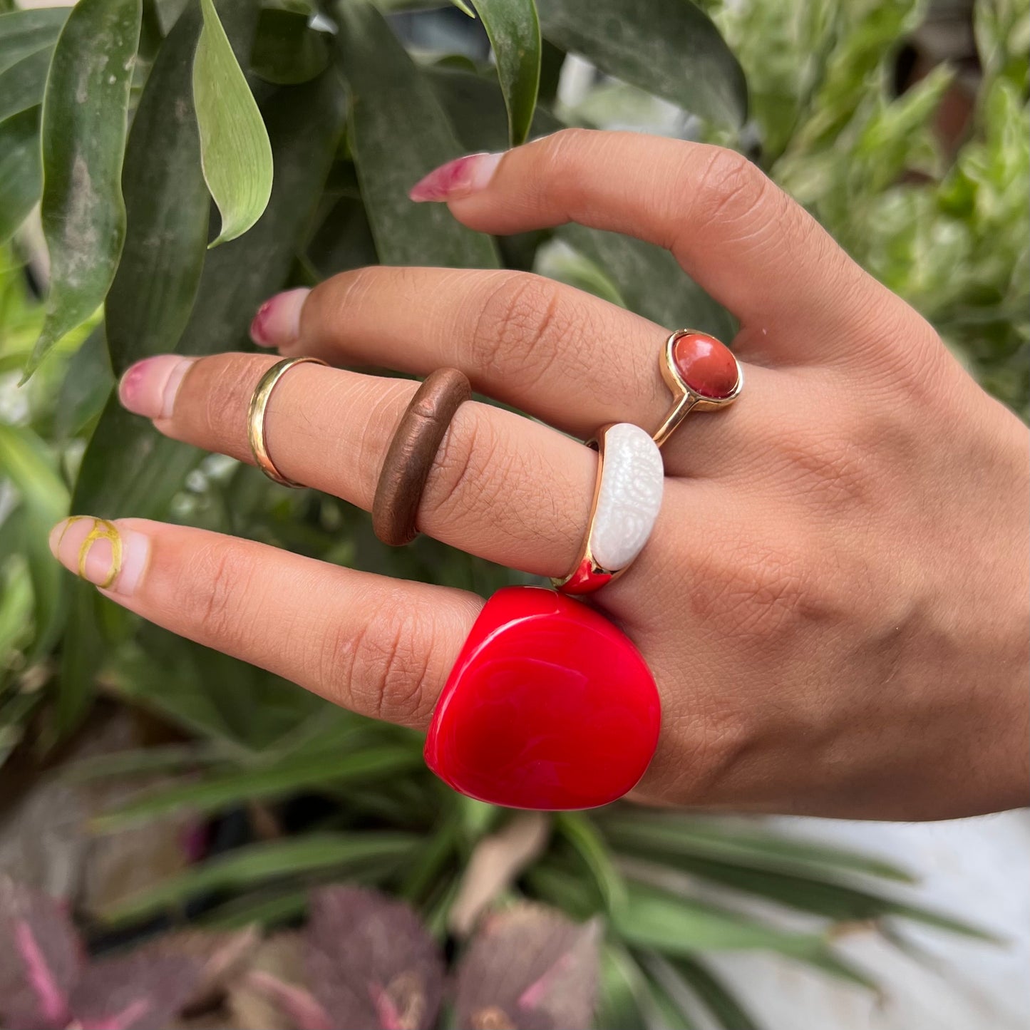 Rose Rush Resin Rings Set of 5