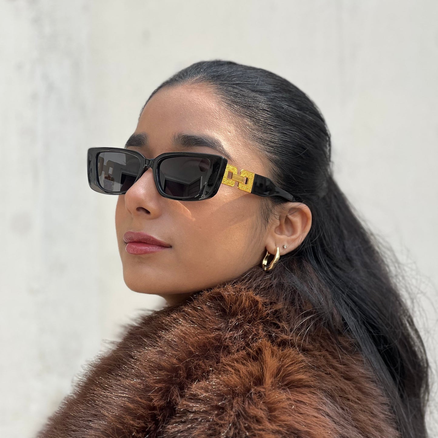 Imperial Black Rectangular Sunglasses