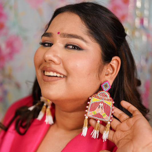 Barati Pink Handmade Beaded Earrings Pre Order